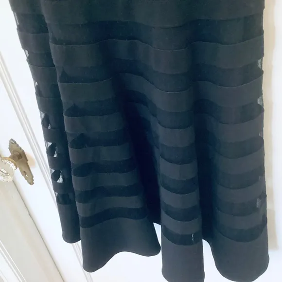 Banded Sheer Stripe fit and flare dress Black size 2 Black House White Market
