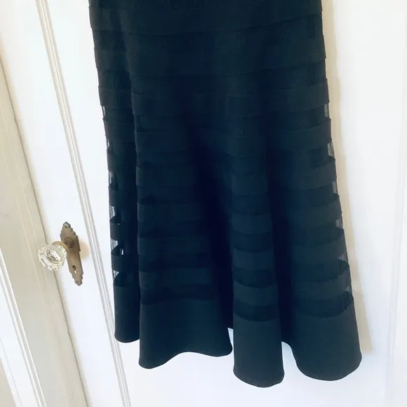 Banded Sheer Stripe fit and flare dress Black size 2 Black House White Market