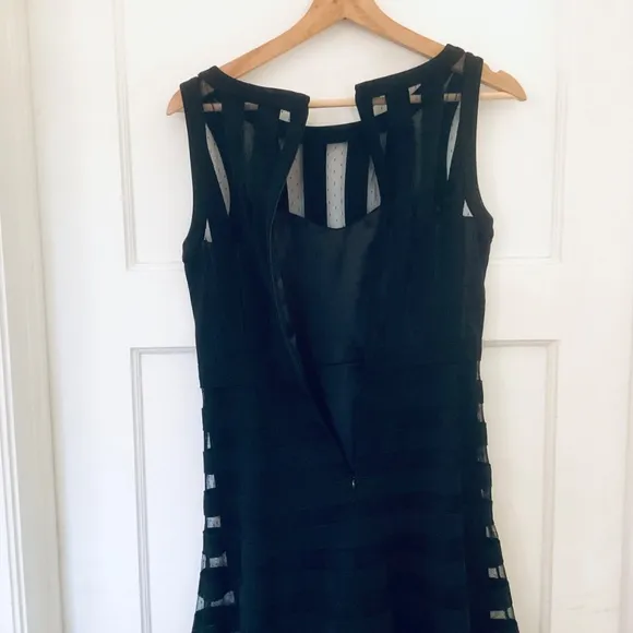 Banded Sheer Stripe fit and flare dress Black size 2 Black House White Market