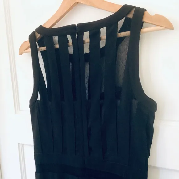Banded Sheer Stripe fit and flare dress Black size 2 Black House White Market