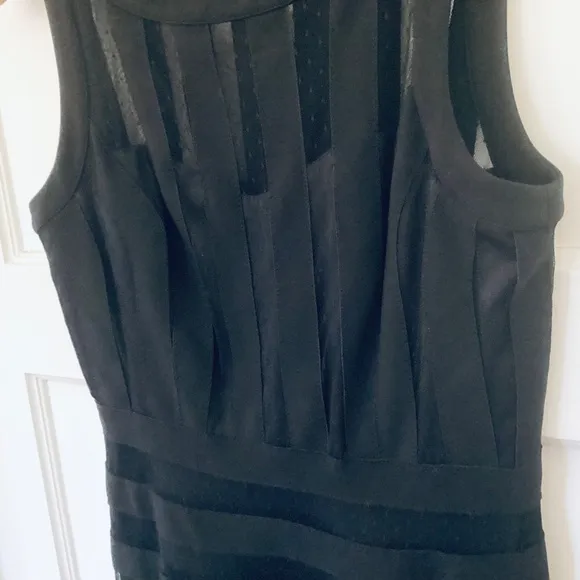 Banded Sheer Stripe fit and flare dress Black size 2 Black House White Market