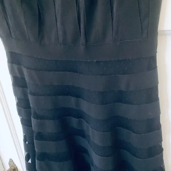 Banded Sheer Stripe fit and flare dress Black size 2 Black House White Market