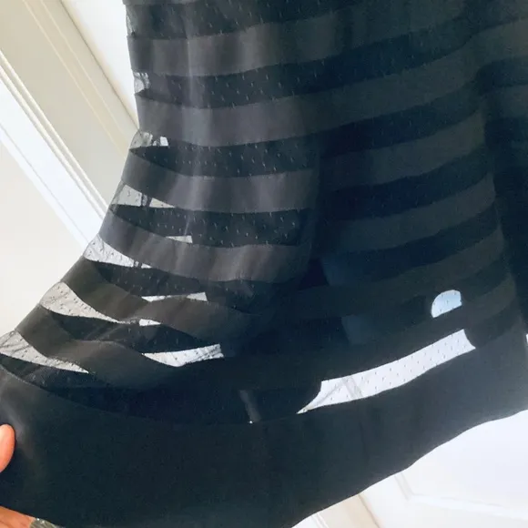 Banded Sheer Stripe fit and flare dress Black size 2 Black House White Market