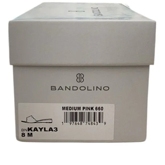 Bandolino Kayla3 Scalloped Edge Demi Wedge Sandal Flamingo Pink Patent 8M New