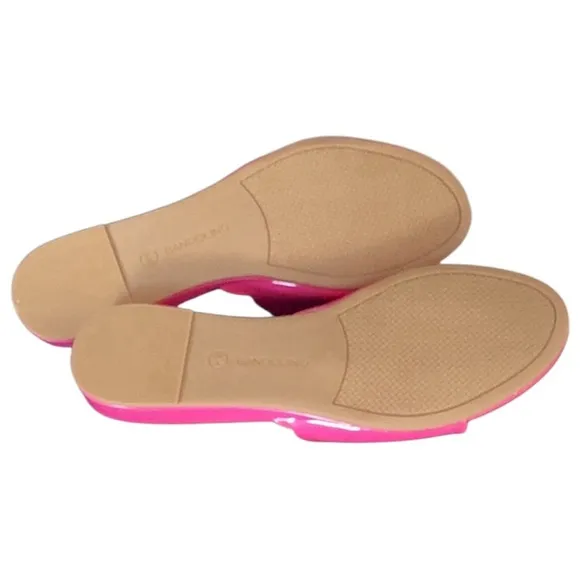 Bandolino Kayla3 Scalloped Edge Demi Wedge Sandal Flamingo Pink Patent 8M New