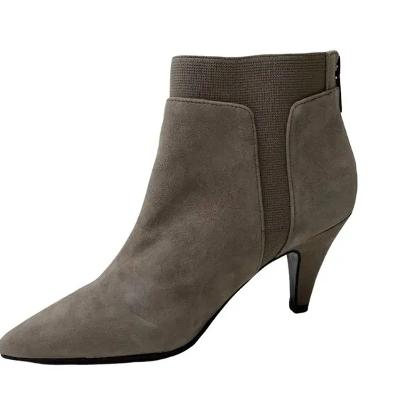 Bandolino Suede Ankle Bootie Shoe Women's 5.5 Gray Cushioned Comfort-Panels NEW