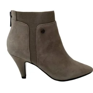 Bandolino Suede Ankle Bootie Shoe Women's 5.5 Gray Cushioned Comfort-Panels NEW