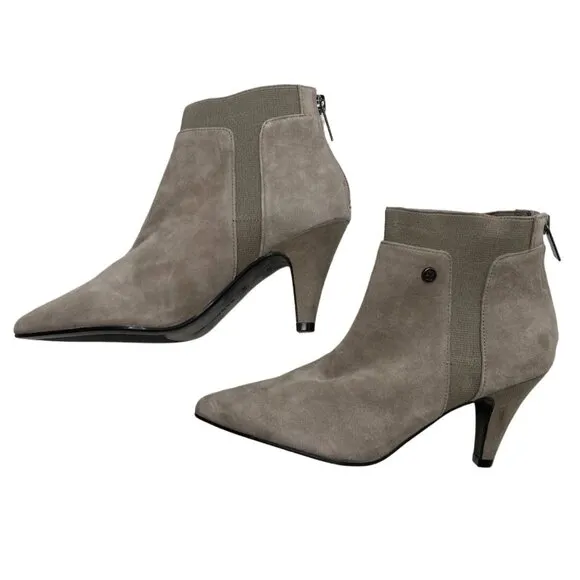 Bandolino Suede Ankle Bootie Shoe Women's 5.5 Gray Cushioned Comfort-Panels NEW