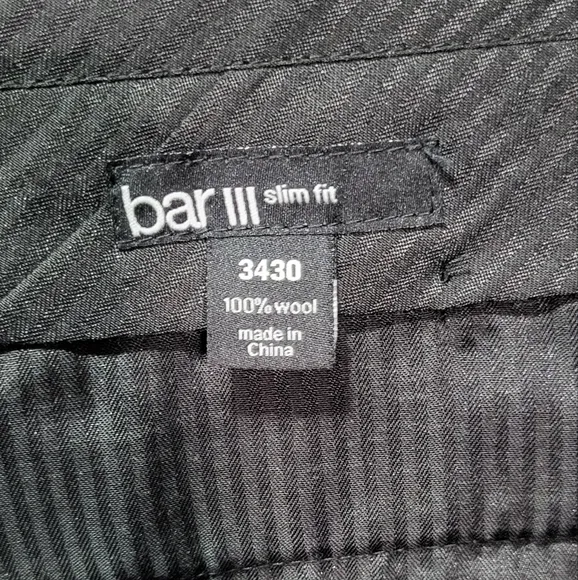 Bar III Men's Black Slim Fit Pleated Wool Dress Pants Size 34x30 EUC