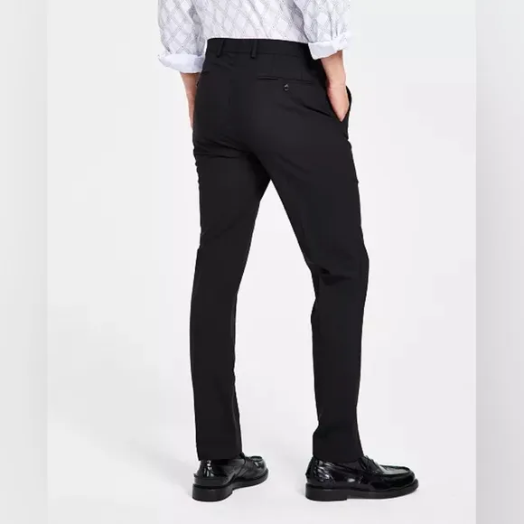 Bar III Men's Black Slim Fit Pleated Wool Dress Pants Size 34x30 EUC