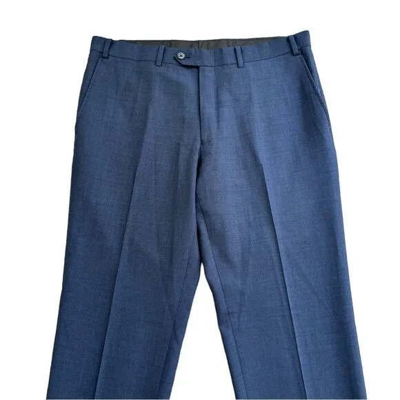 🔃Bar III Men's Blue Slim Fit Straight Leg Wool Suit Dress Pants