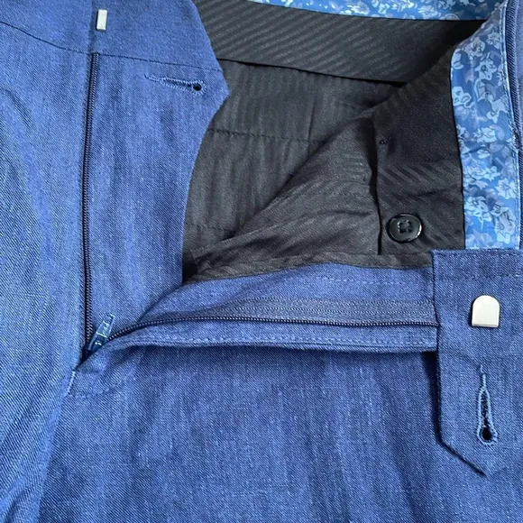 Bar III Men’s Slim Fit Linen Navy Suit Dress Pants 33Wx30L