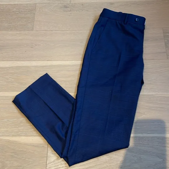Bar III Men’s Slim Fit Plaid Blue Wool Suit Dress Pants 31Wx30L