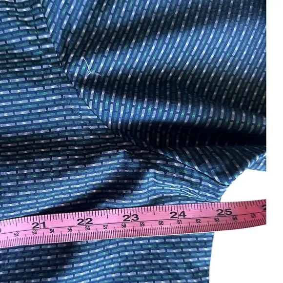 Bar III Slim Fit Stretch Men’s Button-Up Print Dress Shirt Navy Blue XL 17.5