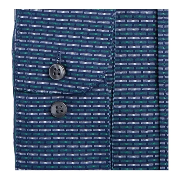 Bar III Slim Fit Stretch Men’s Button-Up Print Dress Shirt Navy Blue XL 17.5