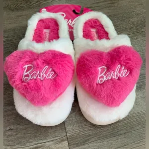 Barbie Plush Heart Slippers, Plush Heart Barbie Slippers, Memory Foam Slippers