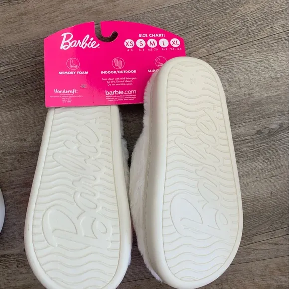 Barbie Plush Heart Slippers, Plush Heart Barbie Slippers, Memory Foam Slippers