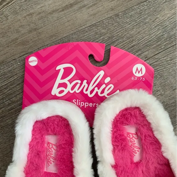 Barbie Plush Heart Slippers, Plush Heart Barbie Slippers, Memory Foam Slippers