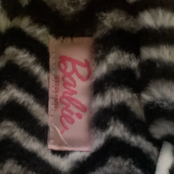 Barbie Zebra Print‎ Glitter Heart Logo Memory Foam Slippers