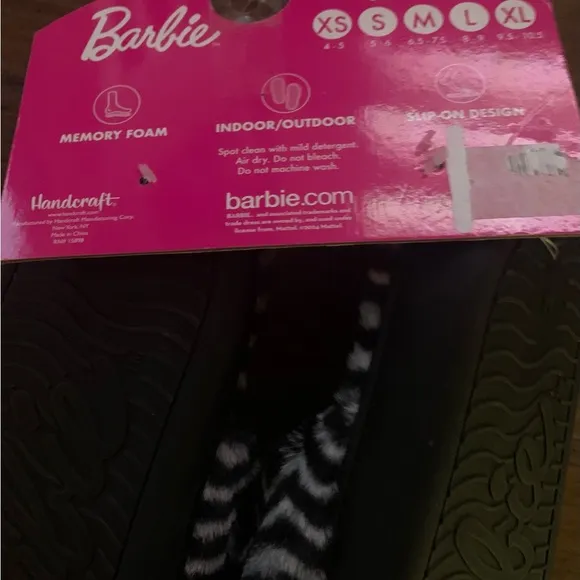 Barbie Zebra Print‎ Glitter Heart Logo Memory Foam Slippers