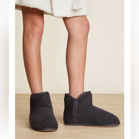 Barefoot Dreams Cozychic Youth Booties Slippers Carbon Gray Sz 12-1 NWOB