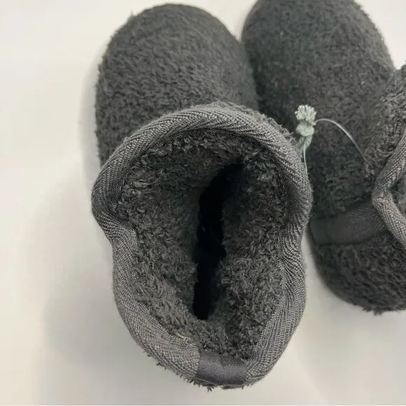 Barefoot Dreams Cozychic Youth Booties Slippers Carbon Gray Sz 12-1 NWOB