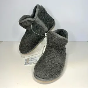 Barefoot Dreams Cozychic Youth Booties Slippers Carbon Gray Sz 12-1 NWOB