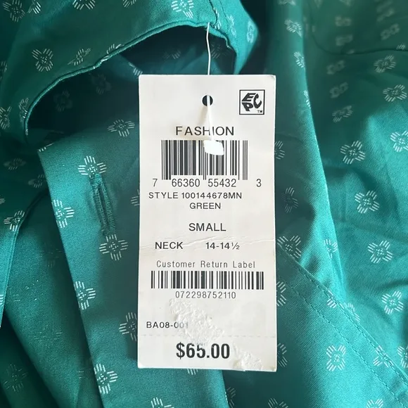 BarIII Medallion Organic Cotton Dress Shirt Slim Fit Stretch Size S(14-14.5) NWT