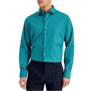 BarIII Medallion Organic Cotton Dress Shirt Slim Fit Stretch Size S(14-14.5) NWT
