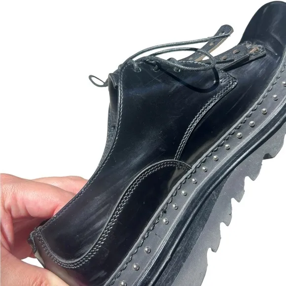 Barracuda Leather Chunky Low Platform Stud Shoes