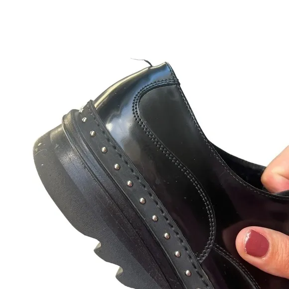 Barracuda Leather Chunky Low Platform Stud Shoes