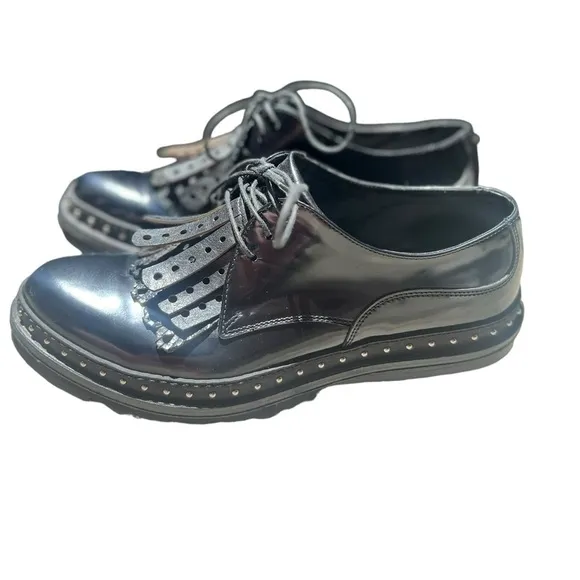 Barracuda Leather Chunky Low Platform Stud Shoes