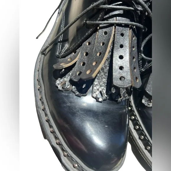 Barracuda Leather Chunky Low Platform Stud Shoes