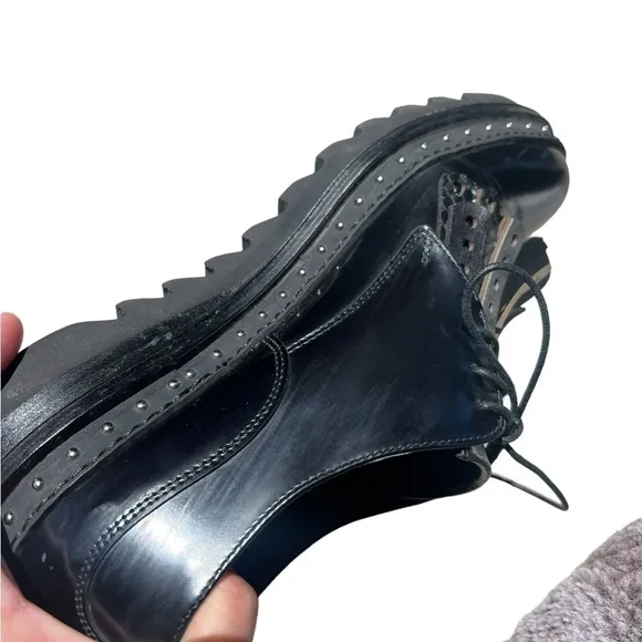Barracuda Leather Chunky Low Platform Stud Shoes