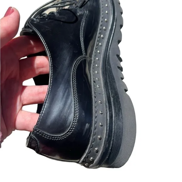 Barracuda Leather Chunky Low Platform Stud Shoes
