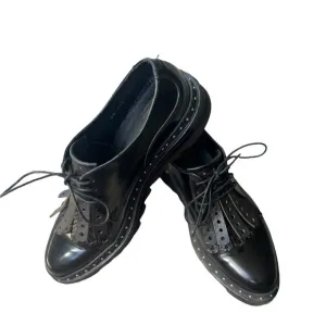 Barracuda Leather Chunky Low Platform Stud Shoes