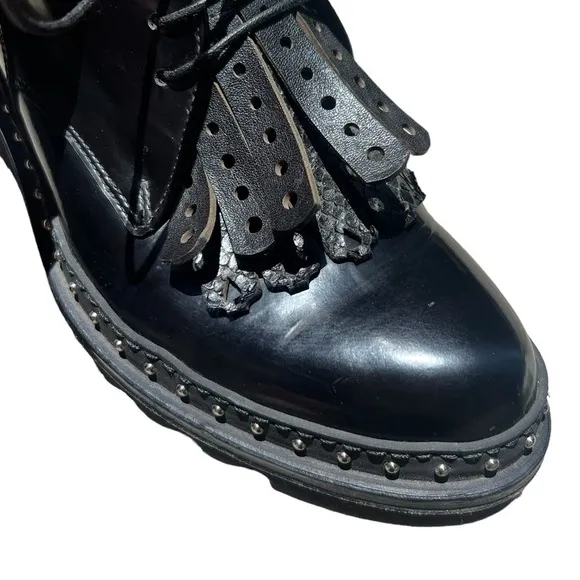 Barracuda Leather Chunky Low Platform Stud Shoes