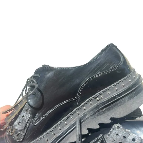 Barracuda Leather Chunky Low Platform Stud Shoes