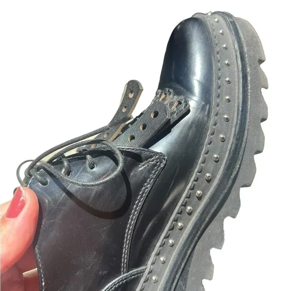 Barracuda Leather Chunky Low Platform Stud Shoes