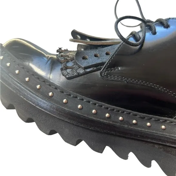 Barracuda Leather Chunky Low Platform Stud Shoes