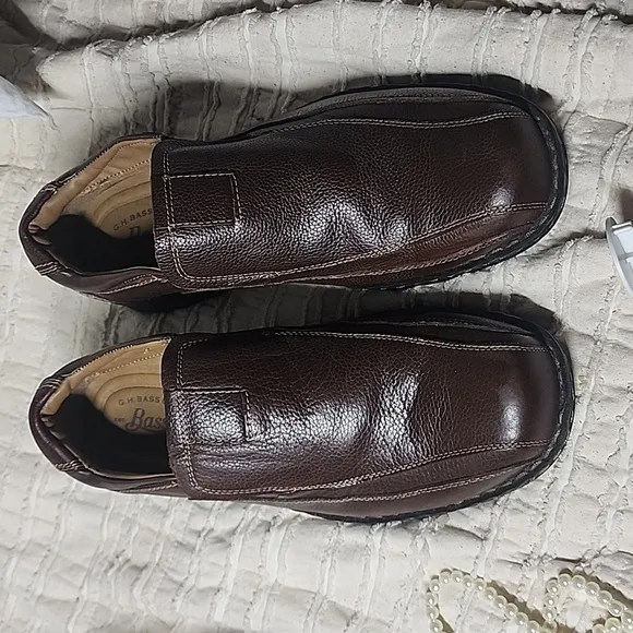BASS Lenny men's brown slip-on leather casual shoes 9.5
