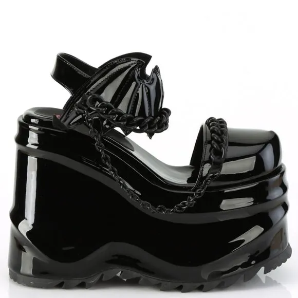 Bat Wedge Platform Gothic Egirl Shoes