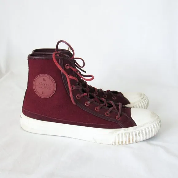 BATA BULLETS Hi Top Wool Leather Sneakers in Maroon Red Size Mens 8, Womens 9