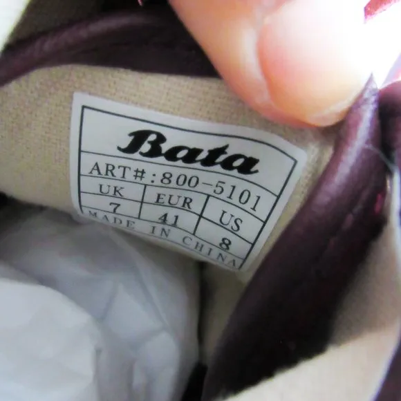 BATA BULLETS Hi Top Wool Leather Sneakers in Maroon Red Size Mens 8, Womens 9