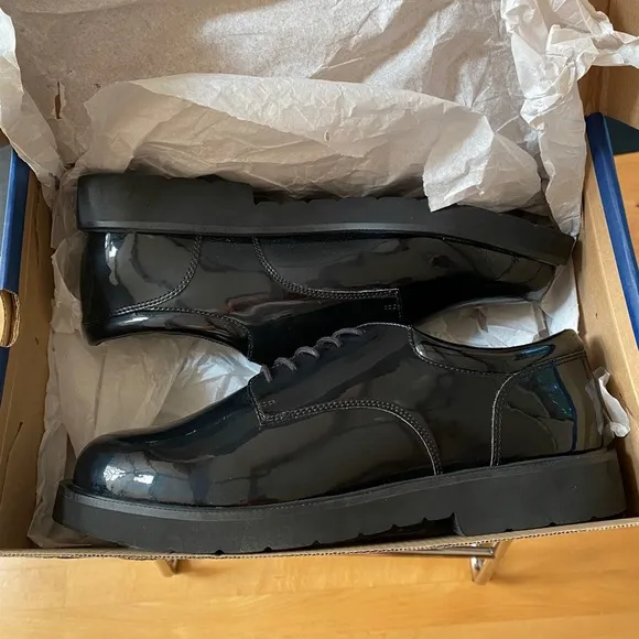 BATES Men's Black Gloss Service Uniform Duty Work Oxford Shoes