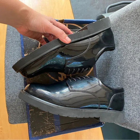 BATES Men's Black Gloss Service Uniform Duty Work Oxford Shoes