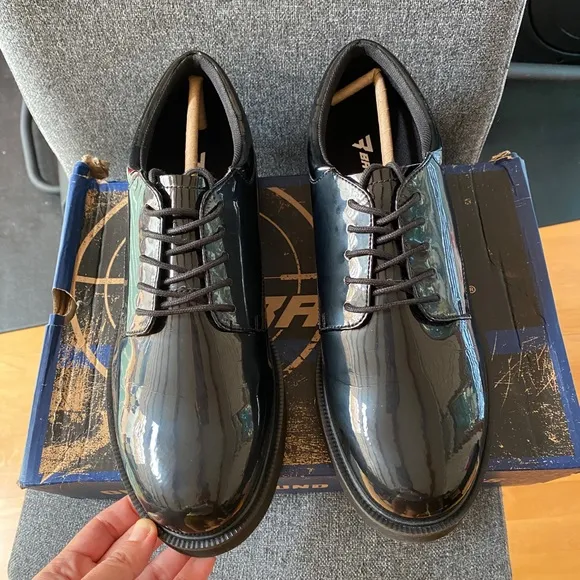 BATES Men's Black Gloss Service Uniform Duty Work Oxford Shoes