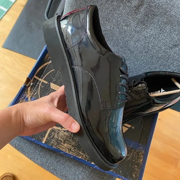 BATES Men's Black Gloss Service Uniform Duty Work Oxford Shoes