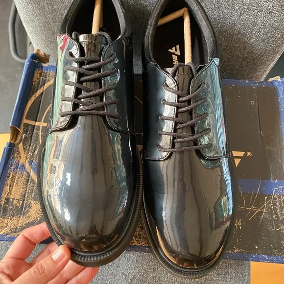 BATES Men's Black Gloss Service Uniform Duty Work Oxford Shoes