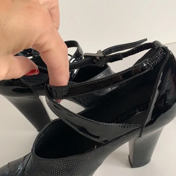BCBG MaxAzria Leather Ankle Strap Platforms Shoes